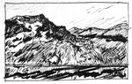 Dünen auf Amrum sehr kleine Skizze Schraffuren mit Fineliner und schwarzem Faserstift Filzstift