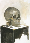 Totenkopf Totenschädel Acrylmalerei im Malerischen Naturstudium am CDFI Greifswaldo.J. Mitte der 2000er Jahre Malerei mit Acrylfarbe auf Papier