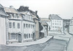 Ecke beim Goethehaus in Weimar Faserstift Filzstift Straßenansicht Querformat A5 Thüringen