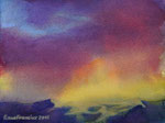 Abendhimmel über der Nordsee Aquarellmalerei Nass-in-Nass Aquarell
