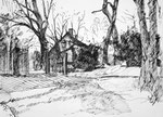 Altes Tor zum Jenischpark, Hamburg, Federzeichnung, o.J., Enno Franzius