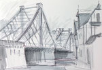 Brücke Blause Wunder Dresden Blasewitz Filzstiftskizze Faserstift Fineliner 