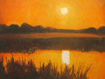 Acrylmalerei Acrylfarbe Sonnenuntergang monochrome Malerei orange 2024 30 x 40 cm