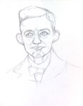 Junger Mann, Portrait, Portraitzeichnung, direkter Blick, zeichnen mit dem suchenden Strich, Bleistiftzeichnung, o.J., Enno Franzius