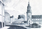 Beim Hamburger Hauptbahnhof, Skizze, Filzstift, A5, Enno Franzius