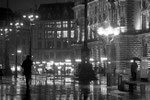 Hamburger Rathausmarkt bei Nacht, analoge Fotografie, schwarzweiß, Enno Franzius