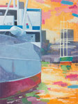 Museumsschiffe im Hamburger Hafen Cap Sandiego Rikmer Rikmers  Gouachemalerei Gouachefarbe Gouache auf Aquarellpapier 2023 Enno Franzius Blick von der Überseebrücke