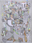 "Lieu", 11/07/2021. Feutre pointe 0,05 et crayons de couleur sur 30 cm X 40 cm. Prix 250 euros. 