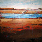 # Landschap in blauw/oranje # 100x100 # 3D