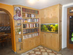 aménagement pour aquarium, bibliothèque en frêne 