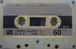 Kassette ORWO CrExtra II K60 (Dessau) / Gehäuse weiß Oberfläche Rechteckmuster / 5-fach Verschraubung / 4 zeiliger Aufdruck