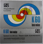 ORWO Einleger K60 VEB Magbetbandfabrik Dessau / ohne Preis mit gößen M Stempel (könnte sich um eine an das Militär ausgelieferte Version handeln)