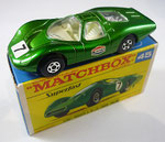 Matchbox 45a Ford Group 6 / grünmetallic / Aufkleber "7" eckig / Bodenplatte schwarz