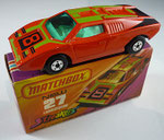27B Lamborghini Countach orangerot / Aufdruck gelb / Scheiben blaugrün / Einrichtung weiß / Bodenplatte anthrazith