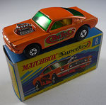 08b Ford Mustang Wild Cat Dragster -  orange / Rat Rod Aufkleber / Bodenplatte schwarz glänzend