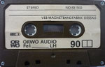 Kassette ORWO Fe I K90 (Dessau) / Gehäuse braun /Fenster groß / 4 fach Verschraubung / 4 zeiliger Aufdruck
