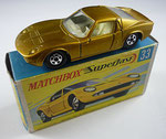 Matchbox 33A Lamborghini Miura / gold  / Sitze weiß / Bodenplatte unbemalt / schmale Räder