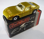 Matchbox 33A Lamborghini Miura / gold  / Sitze weiß / Bodenplatte unbemalt / breite Räder