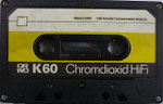 Kassette ORWO (Dessau) schwarz / Aufkleber weiß-gelb-schwarz 