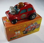 14B Mini Ha-Ha - rot / Scheiben blaugrün / Aufkleber 4-farbig / Fahrer fleischfarben / Helm hellbraun