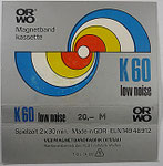 ORWO Einleger K60 VEB Magbetbandfabrik Dessau / Preis gestempelt auf  Seitenlasche / Qualitätssiegel unten