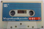 ORWO K60 Kassette weiß halbdurchsichtig / Aufkleber blau / 6-fach Verschraubung
