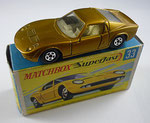 Matchbox 33A Lamborghini Miura / gold / Sitze weiß / Bodenplatte rosarot / breite Räder