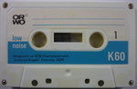 ORWO Kassette K60 weiß / Fenster groß / Aufkleber hellblau ORWO Logo schwarz links oben / mit low noise