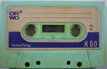 ORWO Kassette K60 blaugrün / Fenster groß / Aufkleber dunkelblau ORWO Logo blau links oben / noch ohne low noise