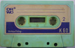 ORWO Kassette K60 blaugrün / Fenster groß / Aufkleber dunkelblau ORWO Logo blau links oben / noch ohne low noise