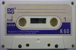 ORWO Kassette K60 weiß / Fenster groß / Aufkleber dunkelblau ORWO Logo blau links oben / mit low noise
