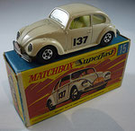 Matchbox 15A VW Käfer 1500 Saloon - creme/ Abziehbild vorn / Stoßstange hinten durchgehend