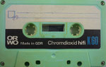 Kassette ORWO (Dessau) mintgrün / Aufkleber weiß-schwarz / mit Made in GDR
