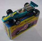 Matchbox 34A Formula 1 Racing Car / blau / Aufkleber 15 - schwarz gelb / breite Räder