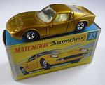 Matchbox 33A Lamborghini Miura / gold  / Sitze weiß / Bodenplatte unbemalt  / schmale Räder