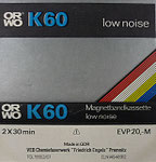ORWO Einleger K60 VEB Chemiefaserwerk Premnitz / mit Qualitätssiegel / Preis 20,- M / wahrscheinlich ein sogenannter Montagsdruck, die hier die Farben rot und blau vertaucht wurden