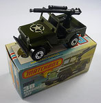 Matchbox 38C Jeep olive / mit Maschinengewehr / Aufkleber Stern + 21x11 / Radkappen chrom