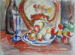 Paul Cézanne - Mele, bottiglia, schienale di sedia