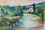 Toscana, Landschaft, Aquarell (2025)