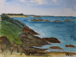 Bretagne, Plage de chevrets,  Blichrichtung nach Westen, Aquarell, 2021