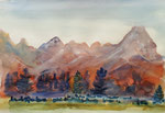 Alpen, Abendstimmung, Aquarell, (2016)