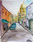 Paris Montmartre und Sacre Coeur, Aquarell, 2022