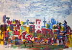 Bild einer Stadt, Versuch zur Abstraktion, Acryl, 2022