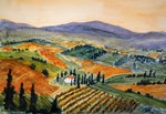 Toscana, Landschaft, Aquarell (2021)