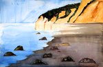Rügen, Küste, Aquarell (2024), gemalt im Malkurs bei hans Heibl