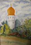 Chiemsee, Fraueninsel Klosterkirche, Aquarell (2009)