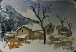 Winterstimmung in den Alpen, Aquarell (2018)