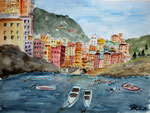 Italien, Cinque terre, Riomaggiore, Aquarell (2022)