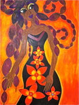 La Femme-Dogon (sur bois, 70x100) © Saëlle Knupfer, 2013