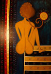 Dans ses pensées... Acryl et néocolor aux doigts. 40x50. © Saëlle Knupfer 